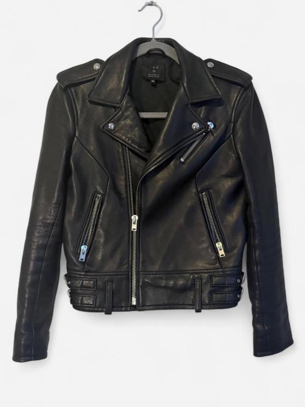 IRO Black Leather Biker Jacket